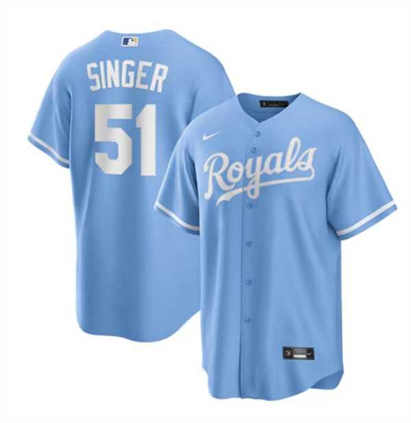 Mens Kansas City Royals #51 Brady Singer Light Blue Stitched Baseball Jersey Dzhi